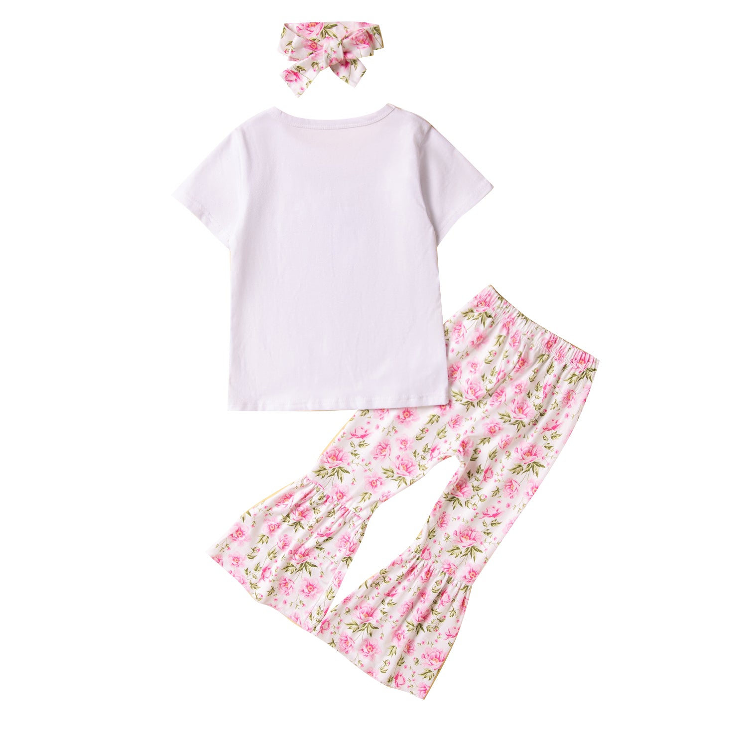 Girls White & Pink Printed T-Shirt With Sharara