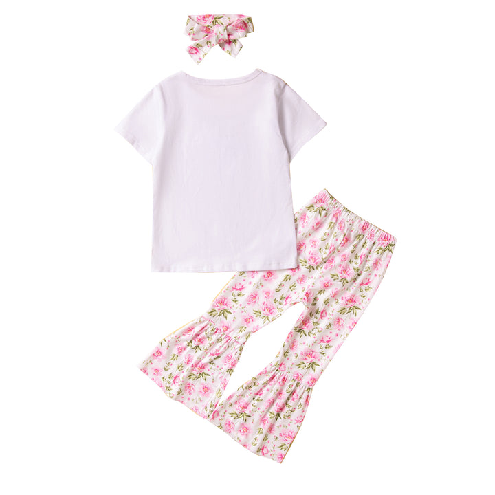 Girls White & Pink Printed T-Shirt With Sharara