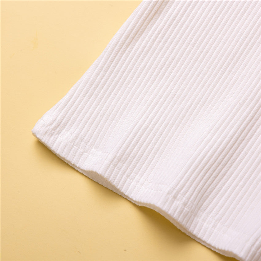 Girls White Fitted Top with Trousers