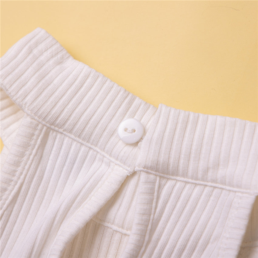 Girls White Fitted Top with Trousers