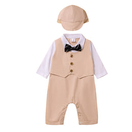 Infant Boys Khaki Cotton Rompers