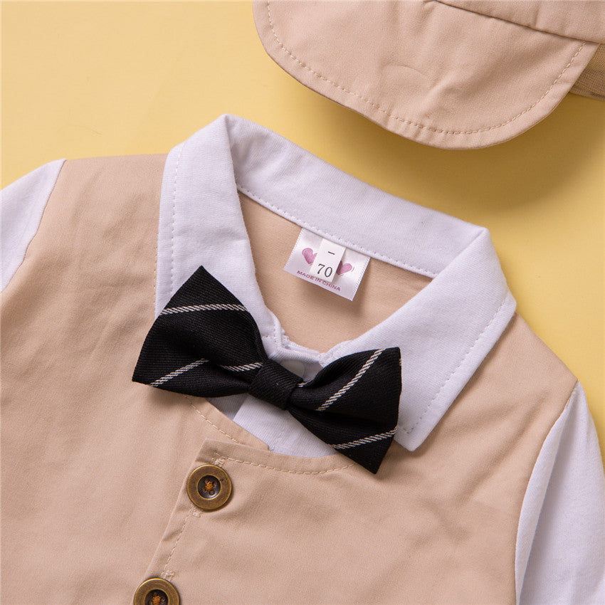 Infant Boys Khaki Cotton Rompers