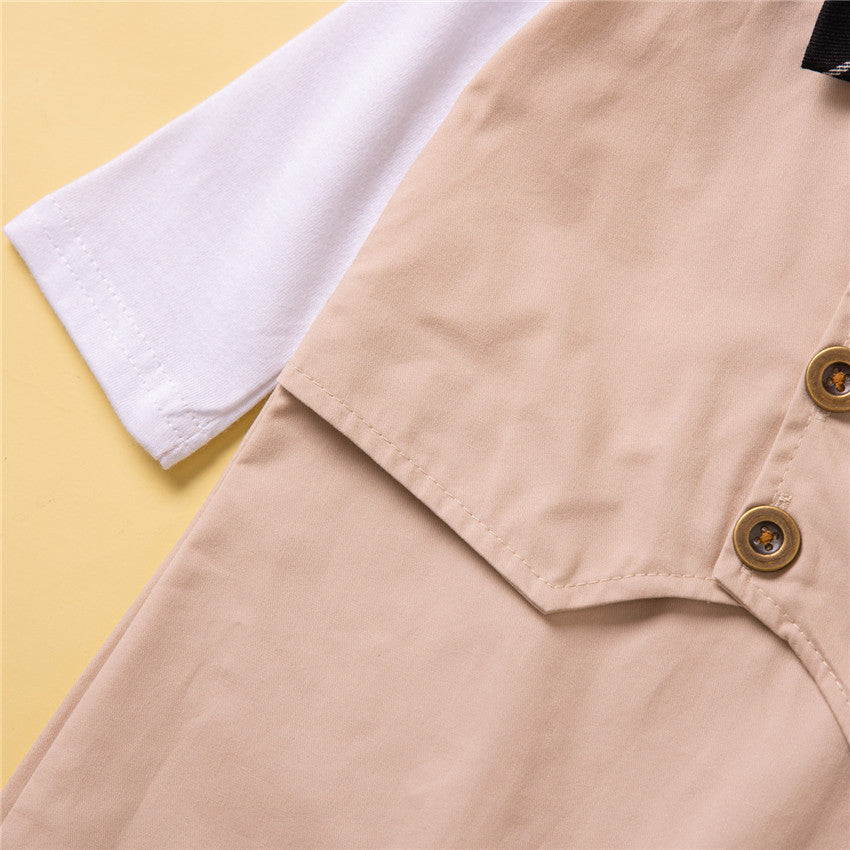 Infant Boys Khaki Cotton Rompers
