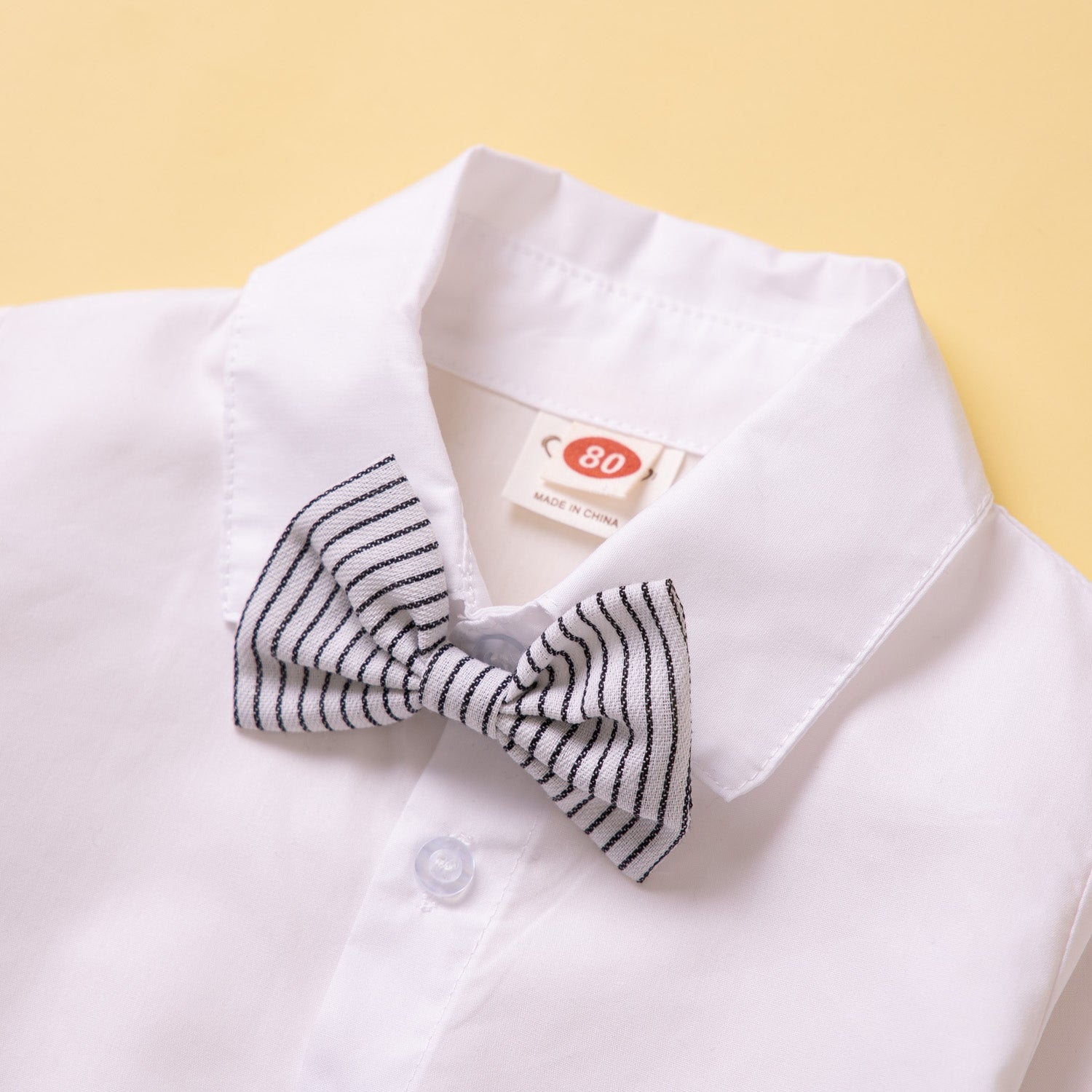 Boys White Shirt Collar Pure Cotton Shirt & Trousers With Suspenders