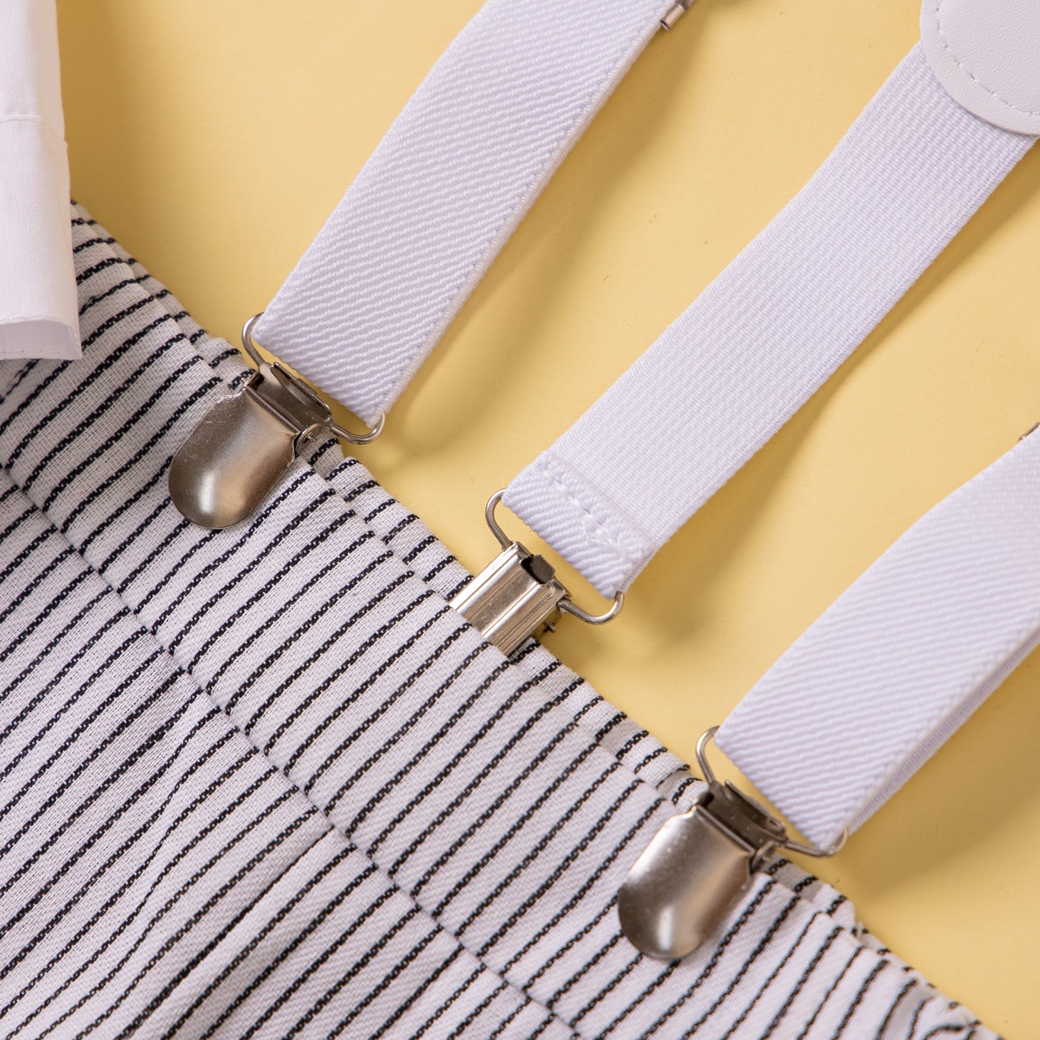 Boys White Shirt Collar Pure Cotton Shirt & Trousers With Suspenders
