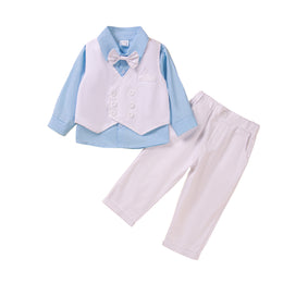 Boys Blue & Pink 3 Piece Suit With Bow