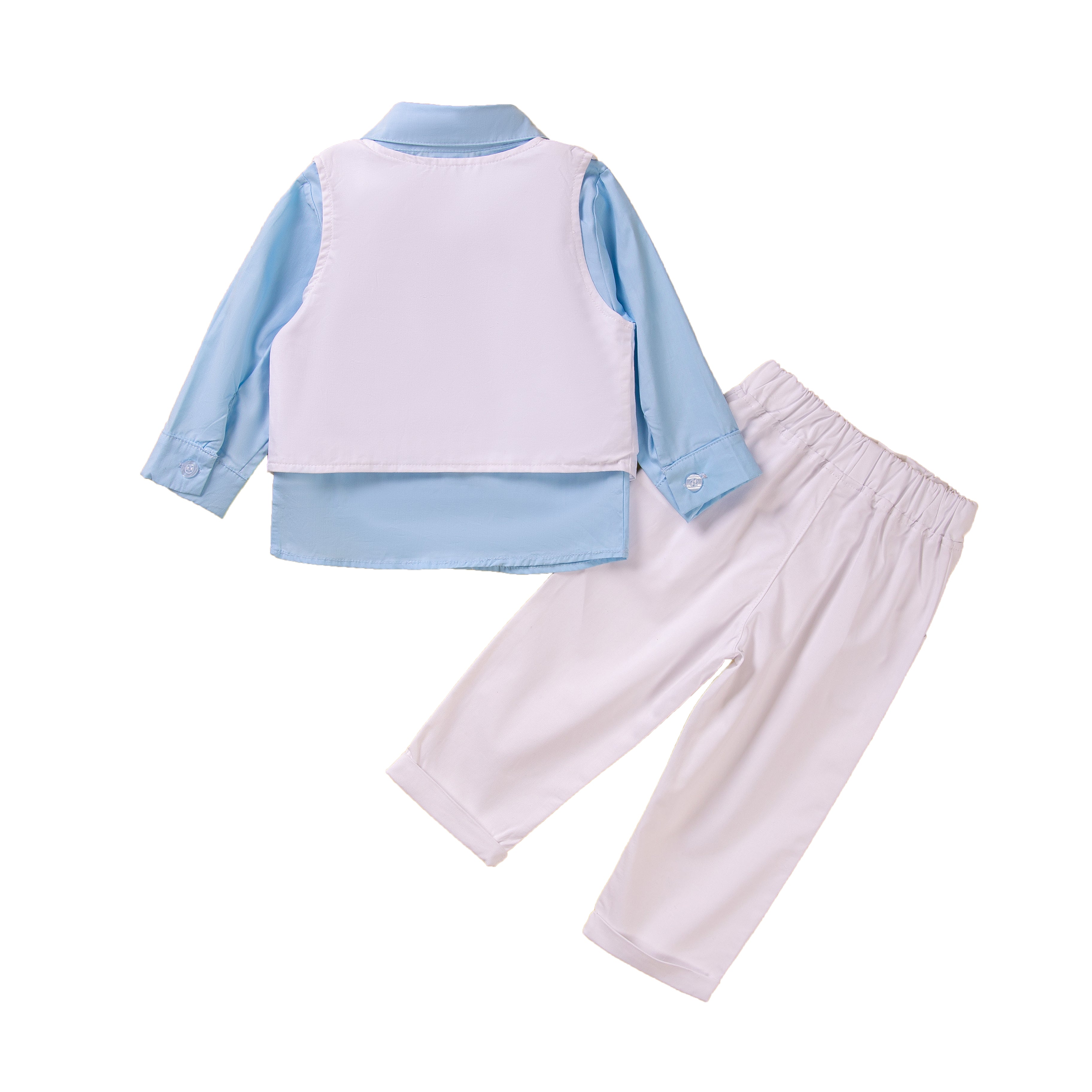 Boys Blue & Pink 3 Piece Suit With Bow