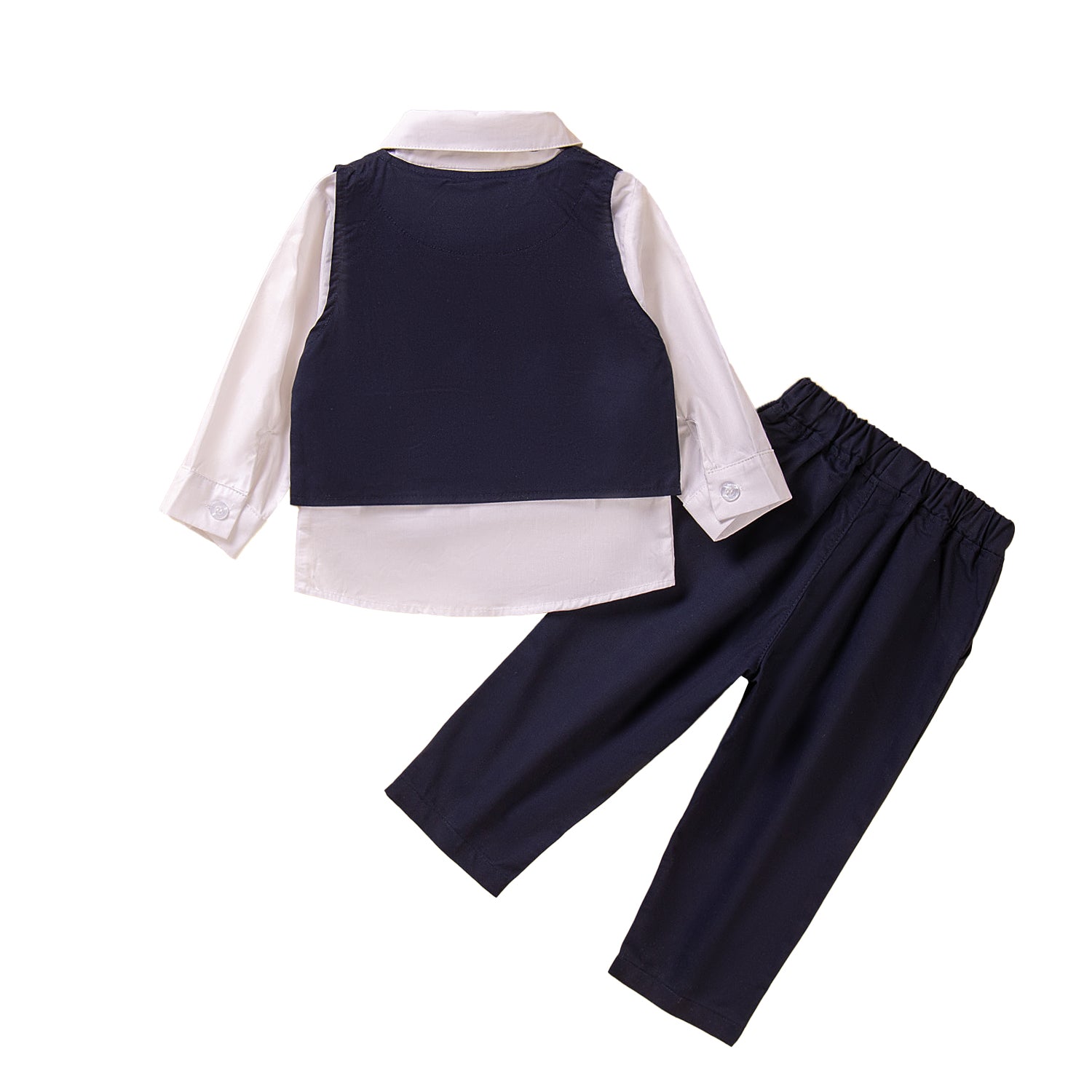 Boys Blue V-neck Pure Cotton 3 Piece Suit