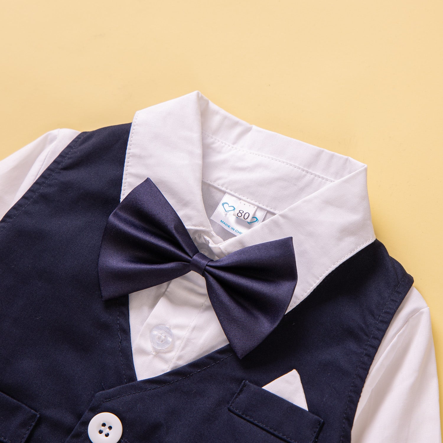Boys Blue V-neck Pure Cotton 3 Piece Suit