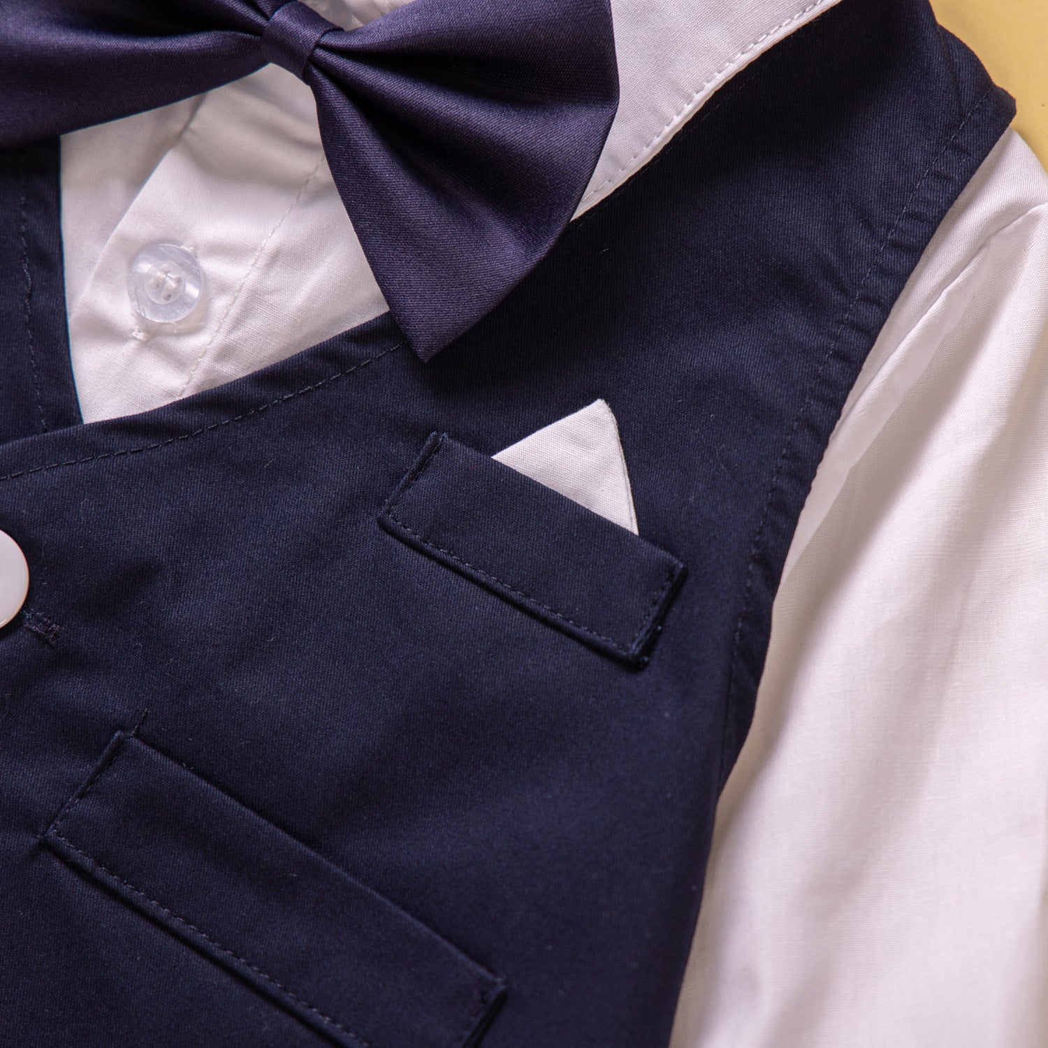 Boys Blue V-neck Pure Cotton 3 Piece Suit