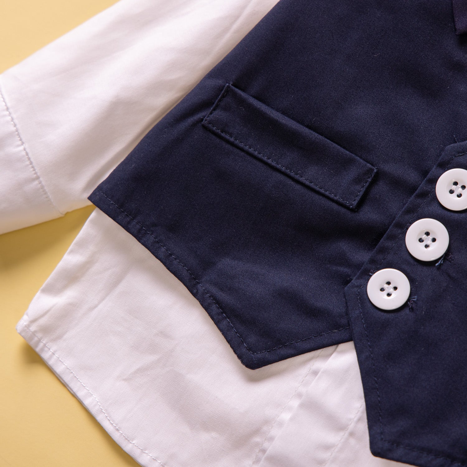 Boys Blue V-neck Pure Cotton 3 Piece Suit