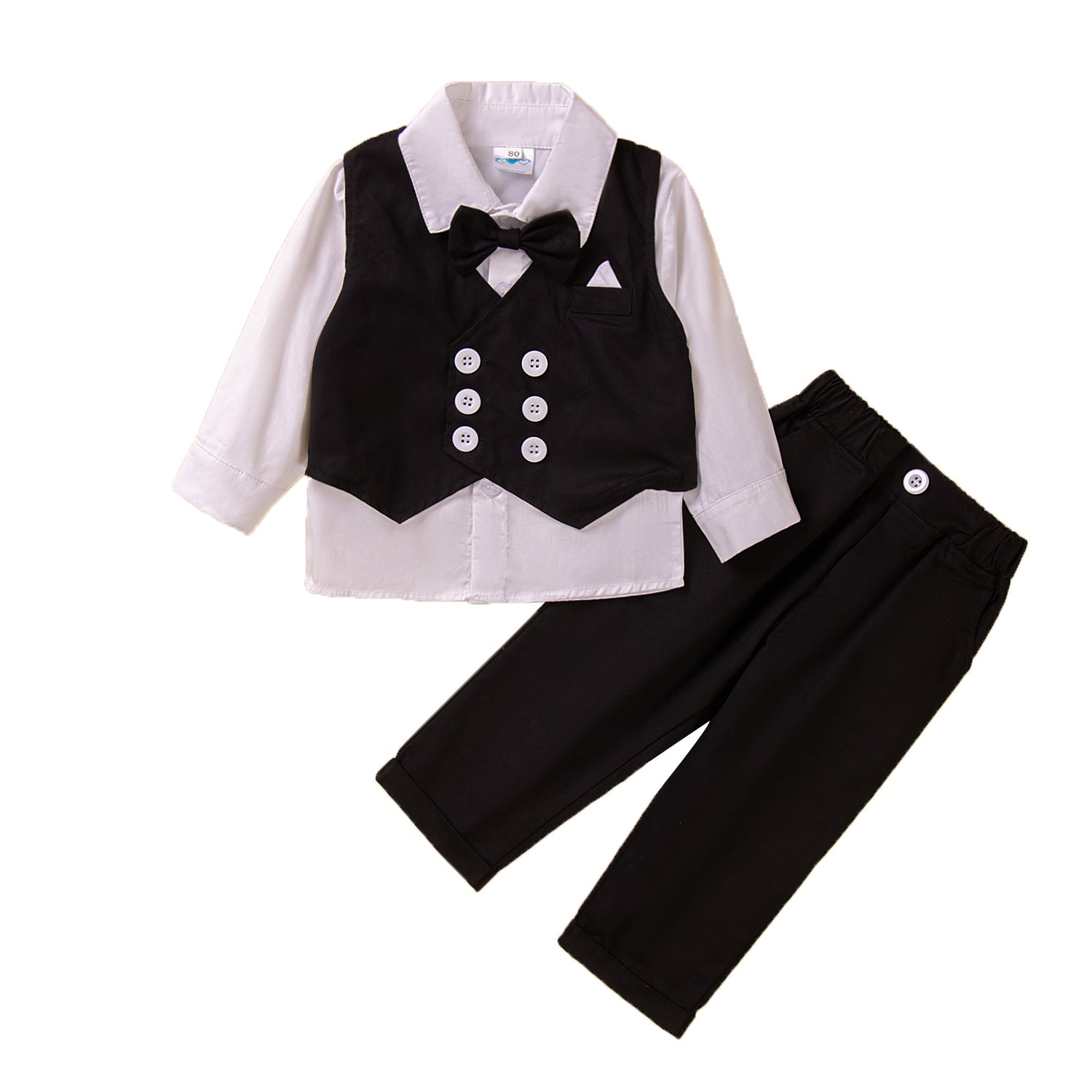 Boys Black Colourblocked Pure Cotton Shirt with Trousers