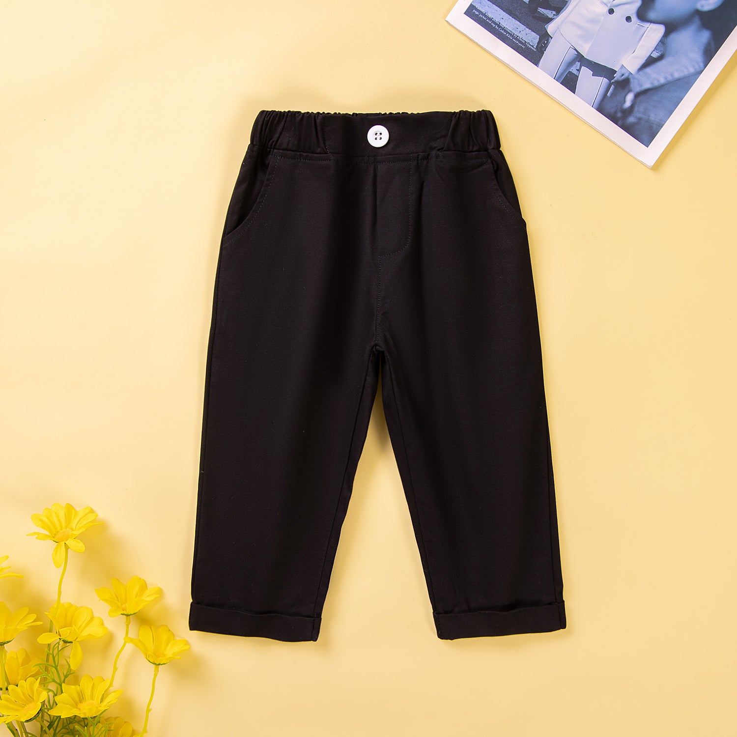 Boys Black Colourblocked Pure Cotton Shirt with Trousers