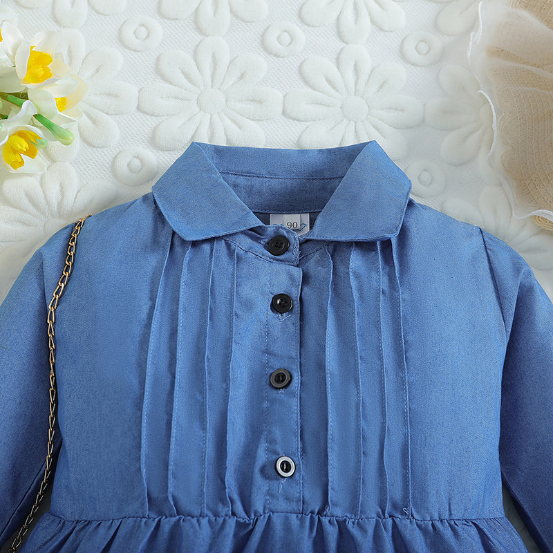 Shirt Collar Long Sleeves Fit & Flare Dress