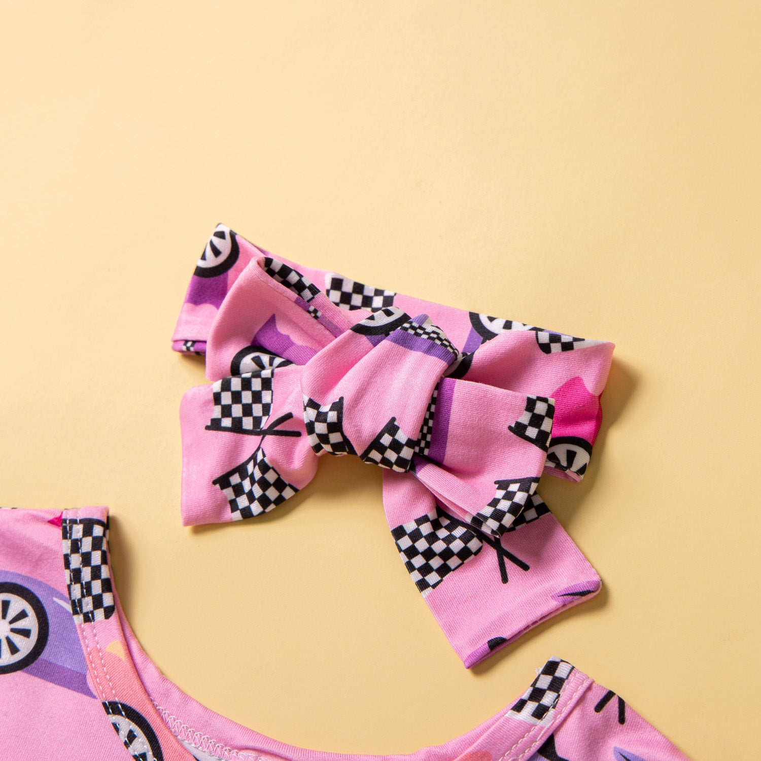 Girls Pink & Black Graphic Printed Fit and Flare Mini Dress