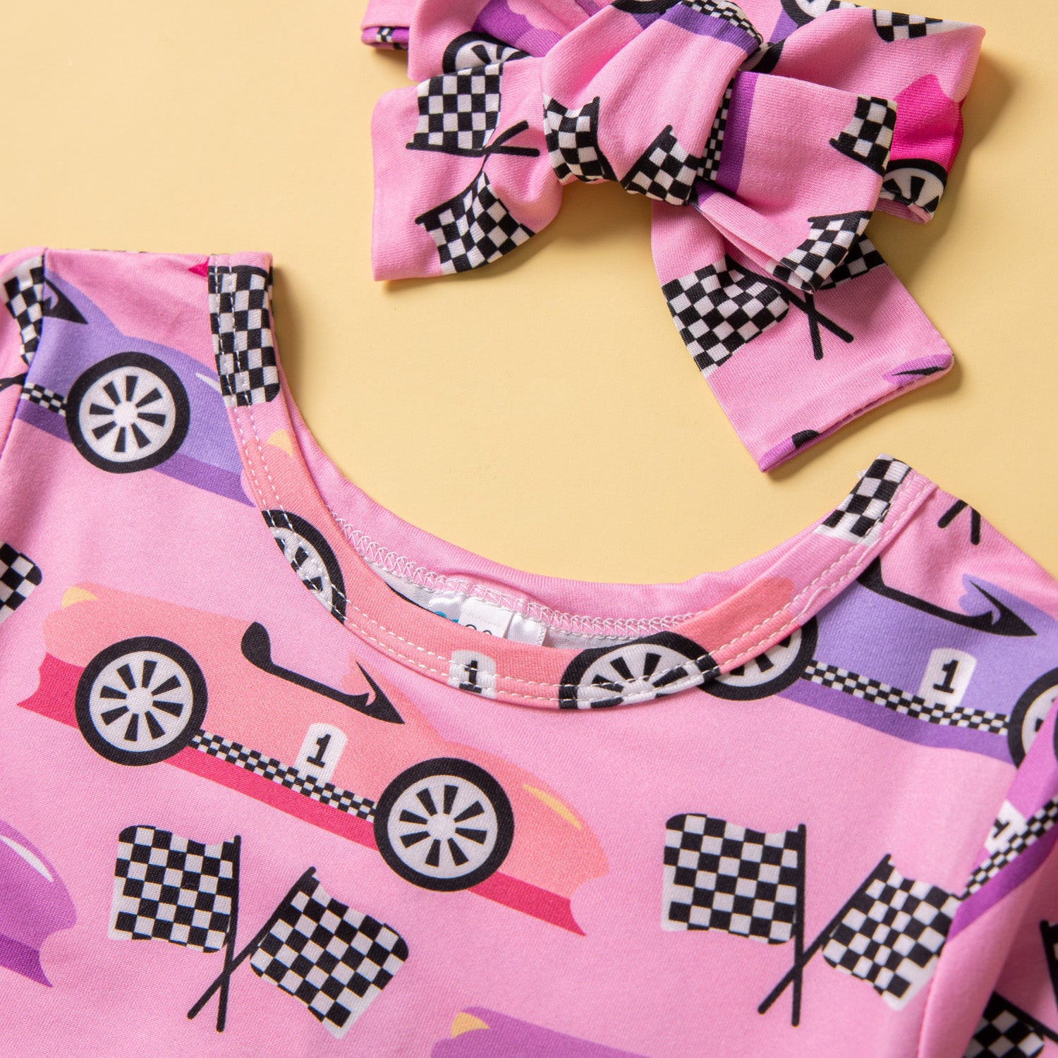 Girls Pink & Black Graphic Printed Fit and Flare Mini Dress