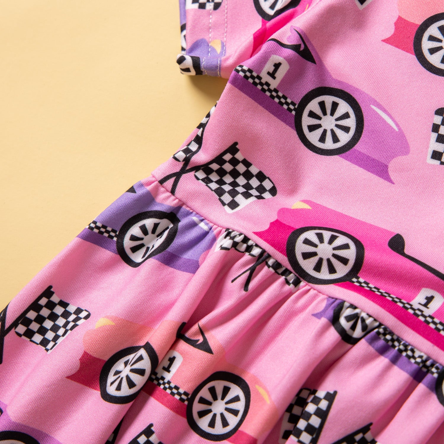 Girls Pink & Black Graphic Printed Fit and Flare Mini Dress