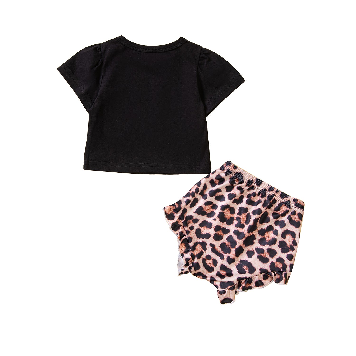 Infants Girls Black Printed T-shirt with Shorts