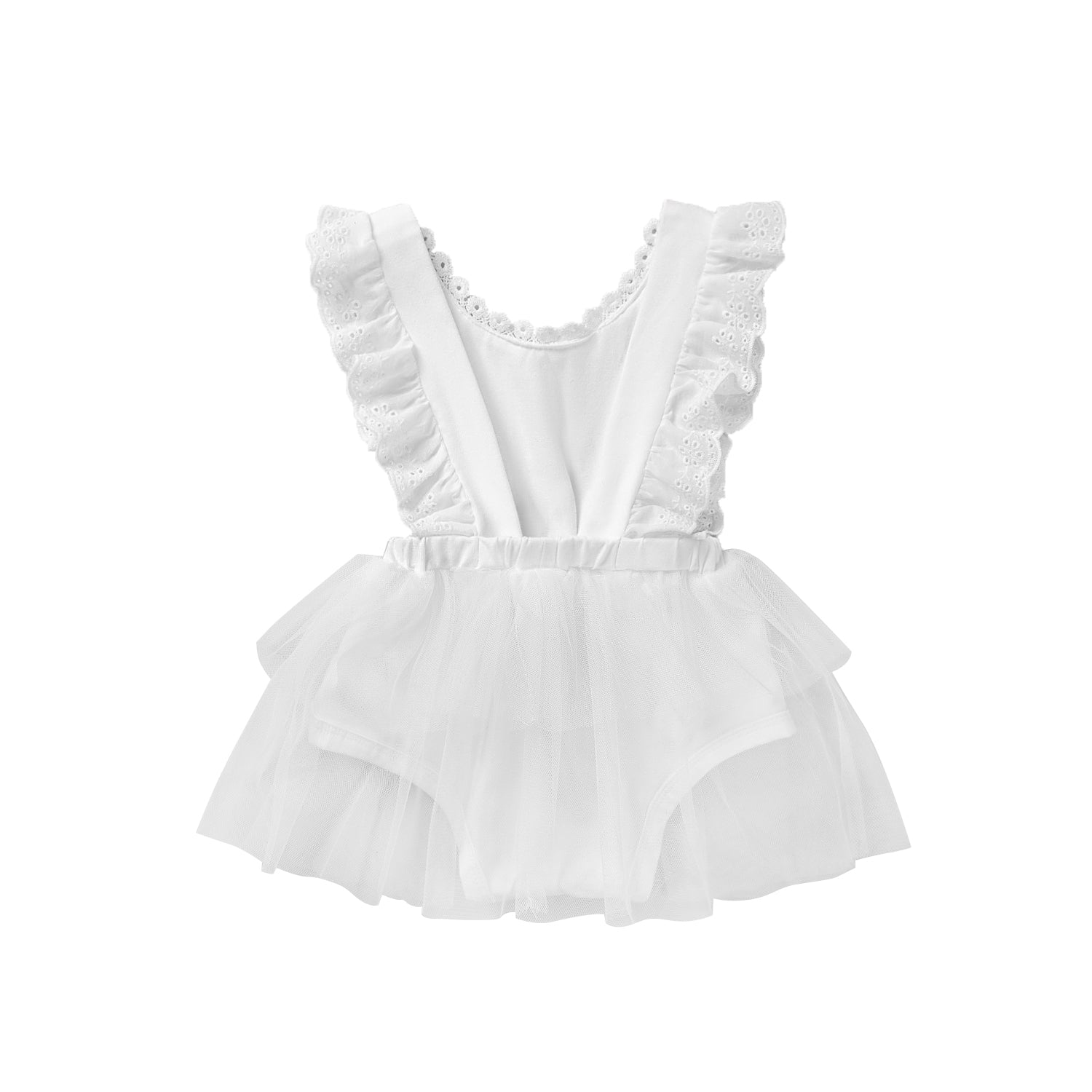 Girls White Ruffles Detail Fit & Flare Dress
