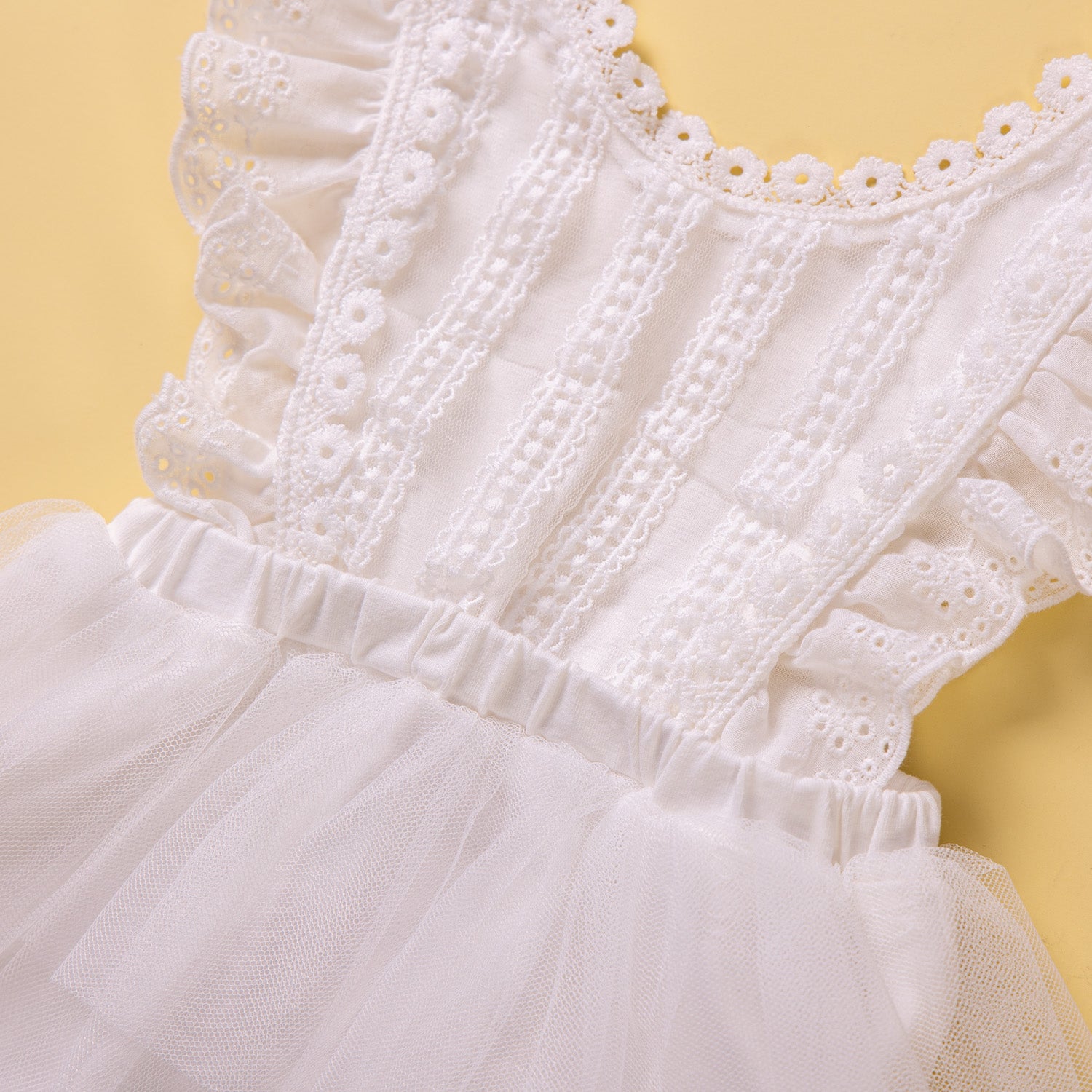 Girls White Ruffles Detail Fit & Flare Dress