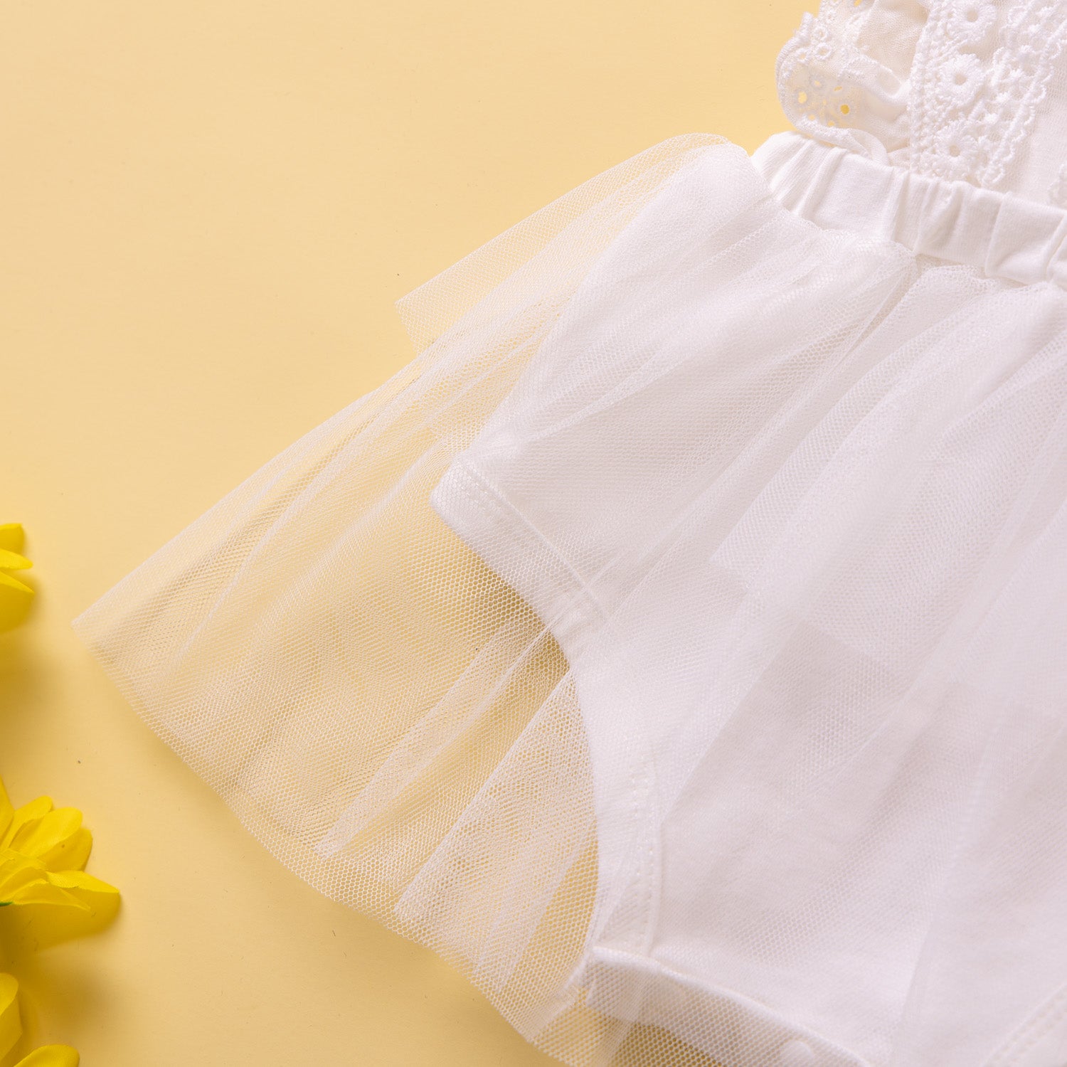 Girls White Ruffles Detail Fit & Flare Dress