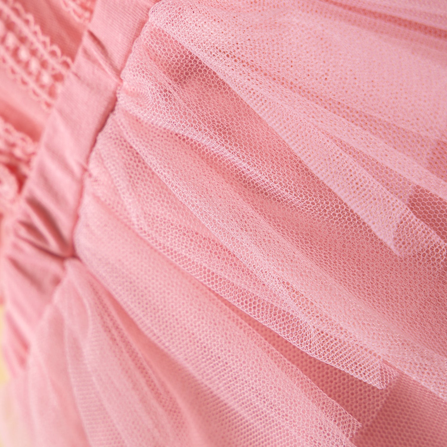 Pink Girls Round Neck Lace Inserts Fit & Flare Dress