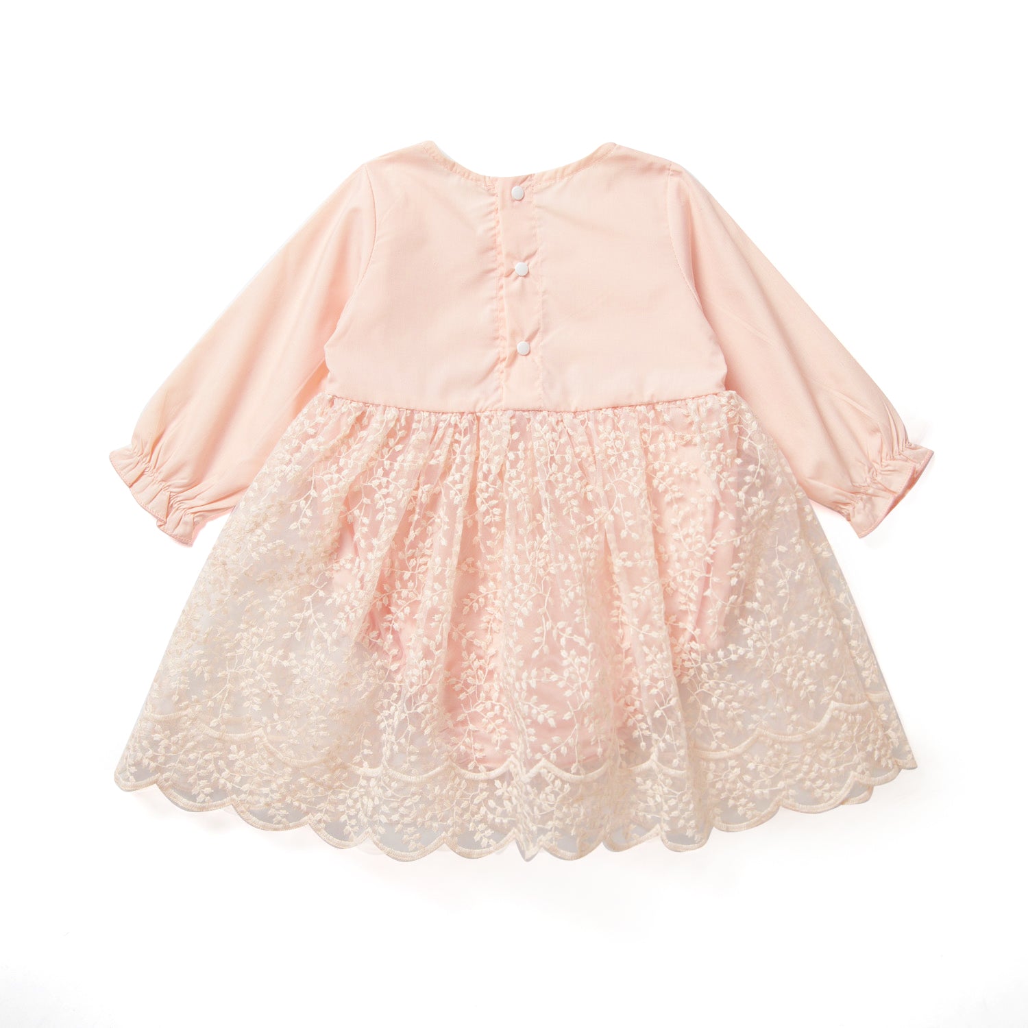 Girls Pink Floral Embroidered Fit & Flare Dress
