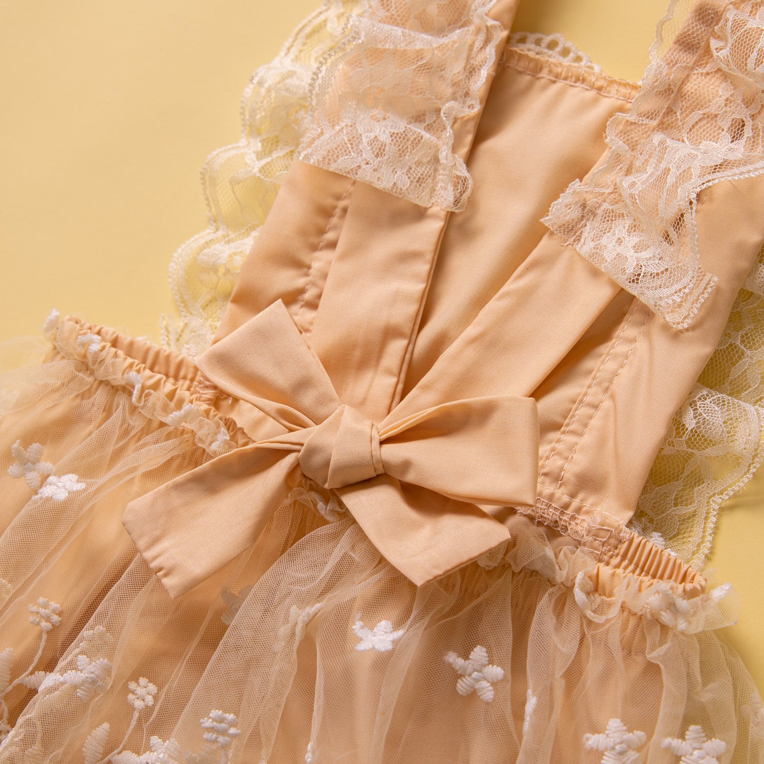 Girls Beige Square Neck Fit & Flare Dress