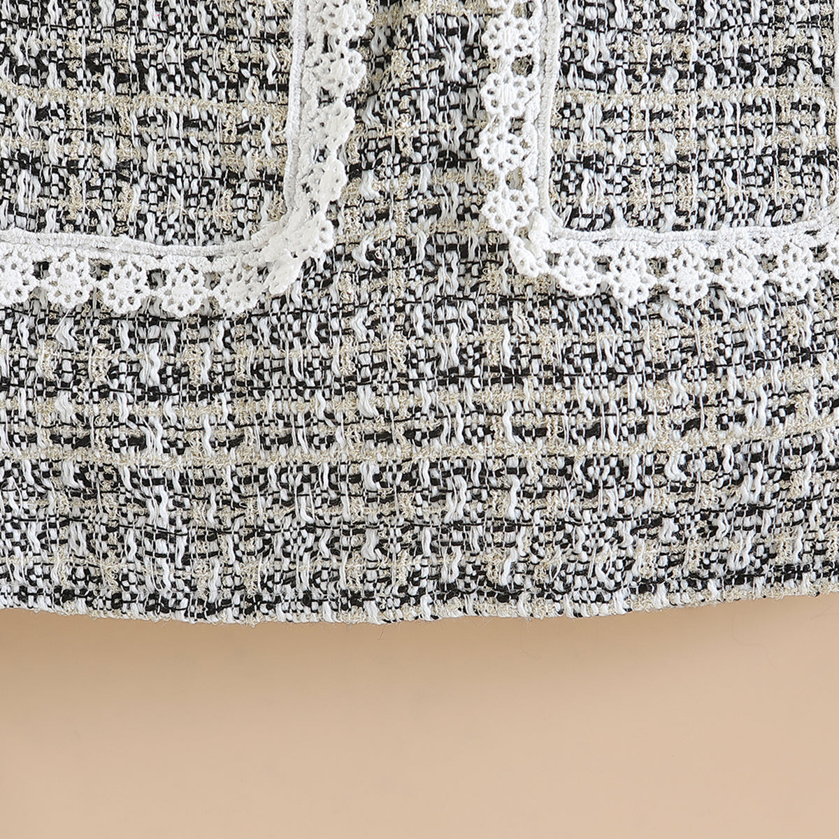 Girls Grey Self Design Top with Skirt