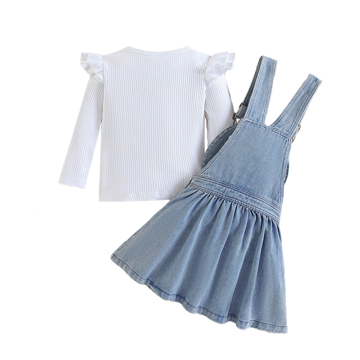 White & Blue Cotton Striped Knee Length Pinafore Dress