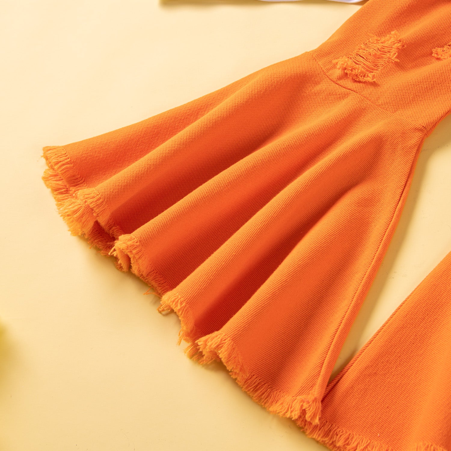 Girls White & Orange Printed T-shirt with Palazzos