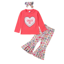 Girls Pink Printed T-shirt With Palazzos
