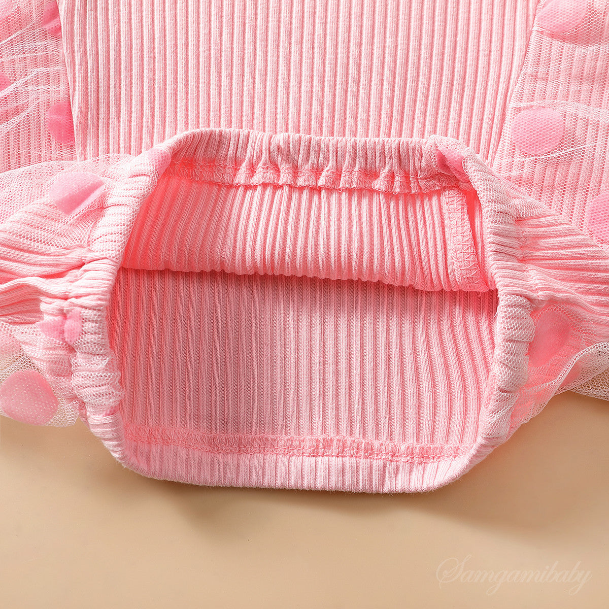 Girls Pink Ribbed Top with Denim Shorts
