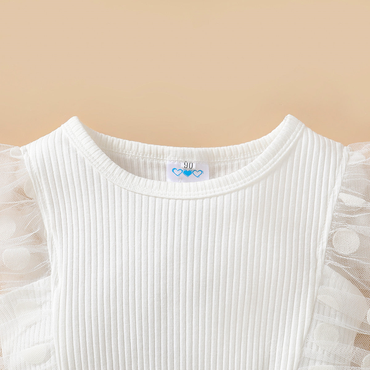 Girls White Ribbed Top With Printed Shorts