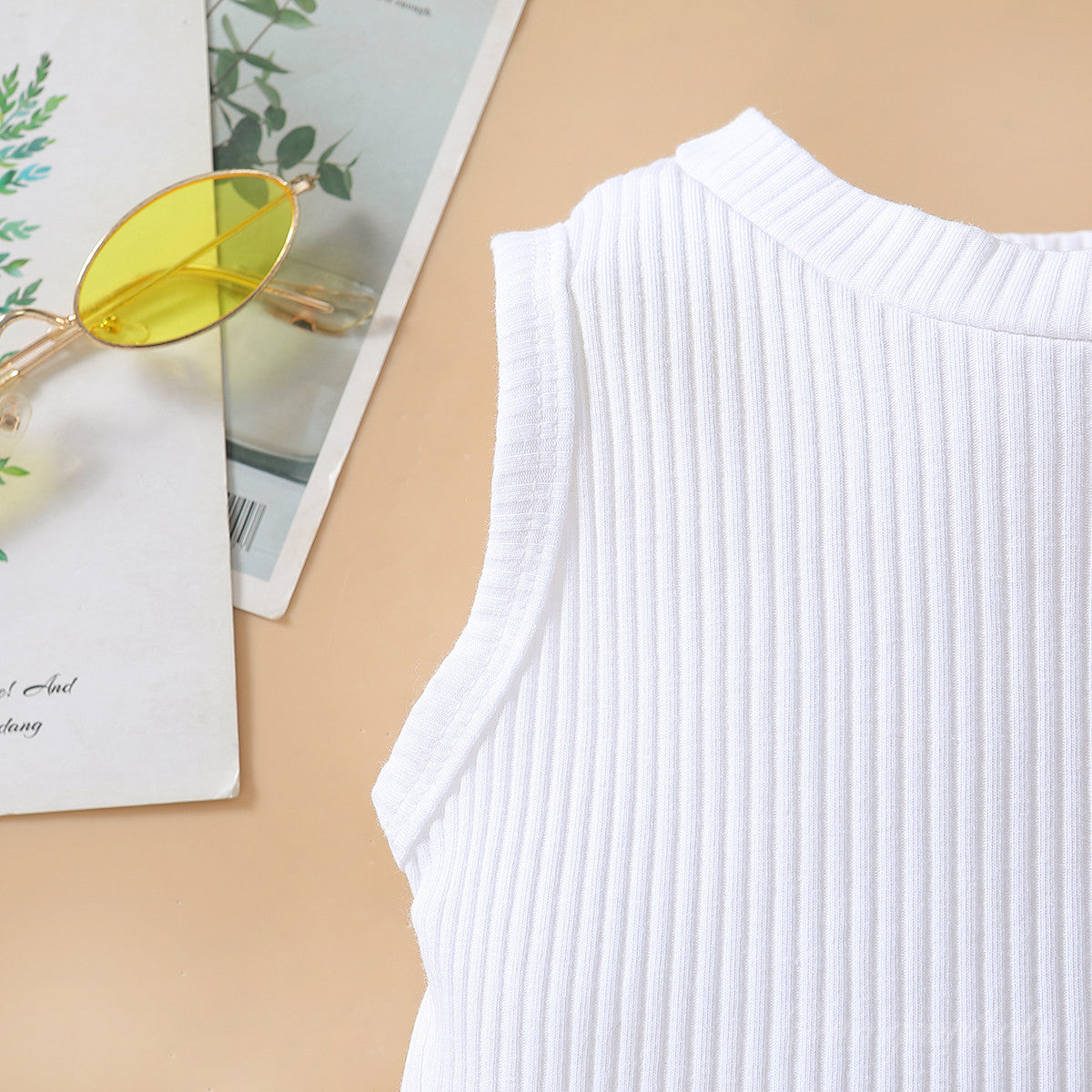 Girls White Striped Top with Trousers