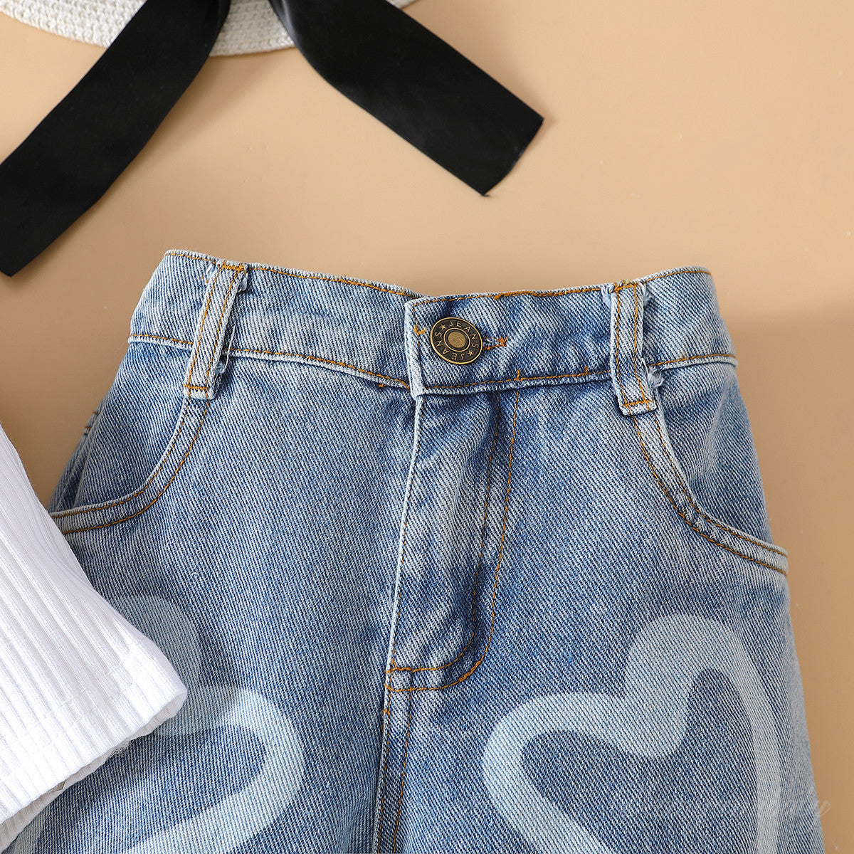 Girls White Striped Top with Trousers