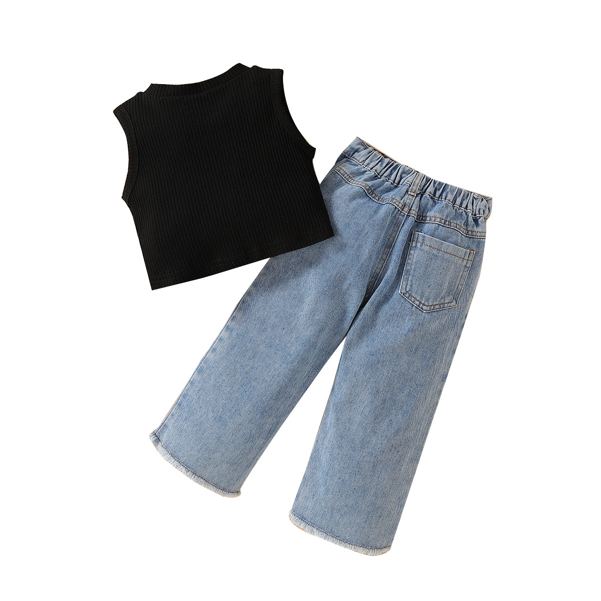 Girls Black Top with Jeans