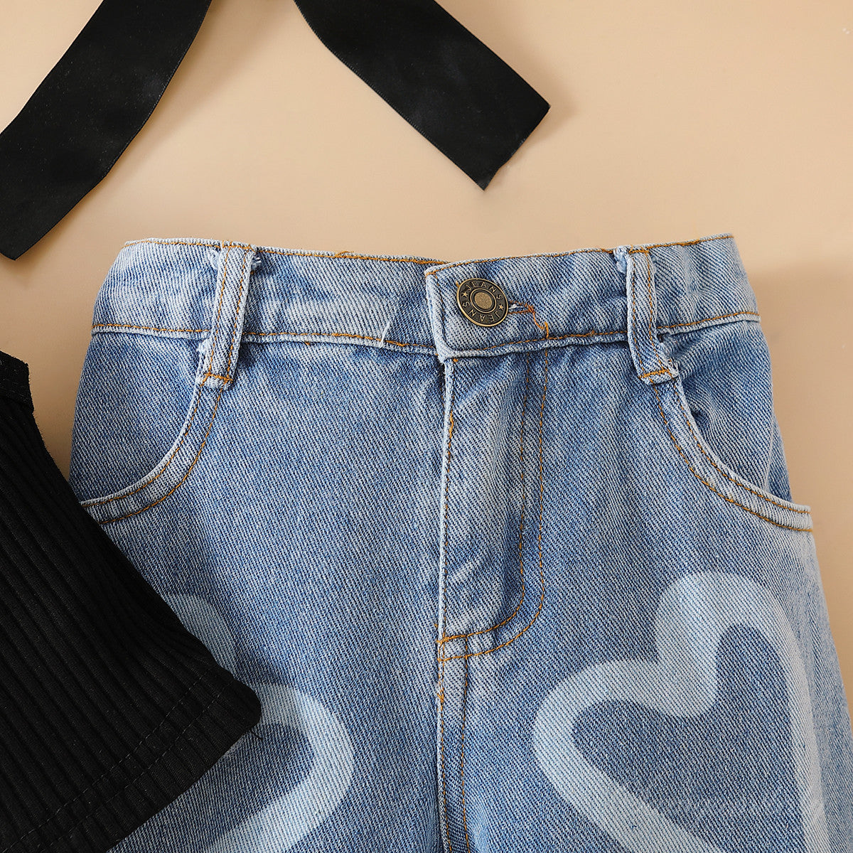 Girls Black Top with Jeans