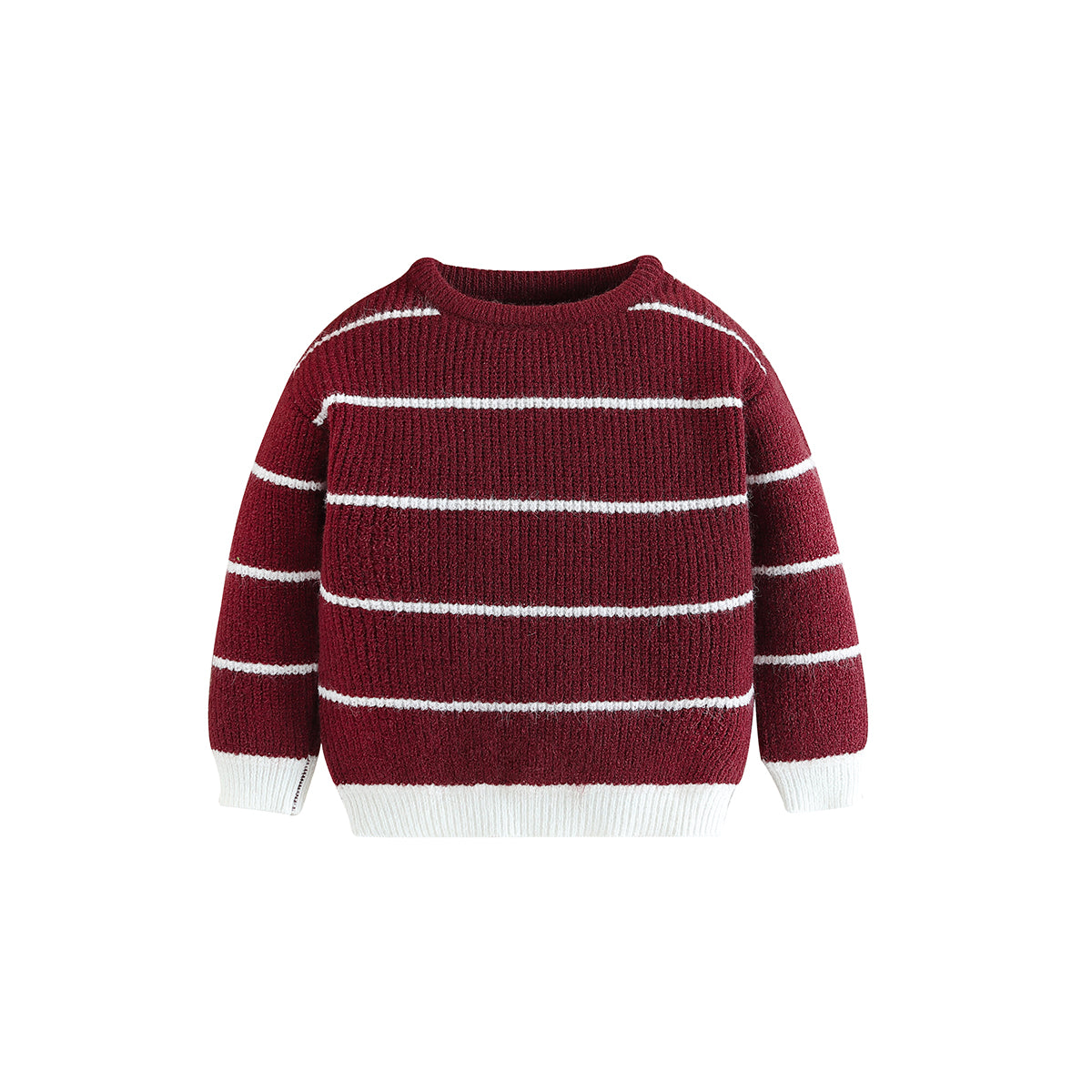 Boys Brown Striped Cotton Pullover Sweater