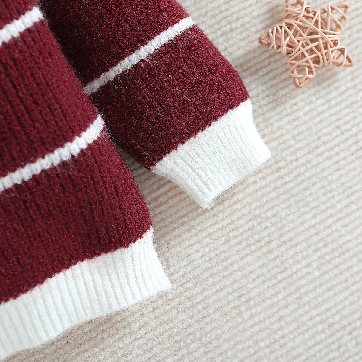 Boys Brown Striped Cotton Pullover Sweater