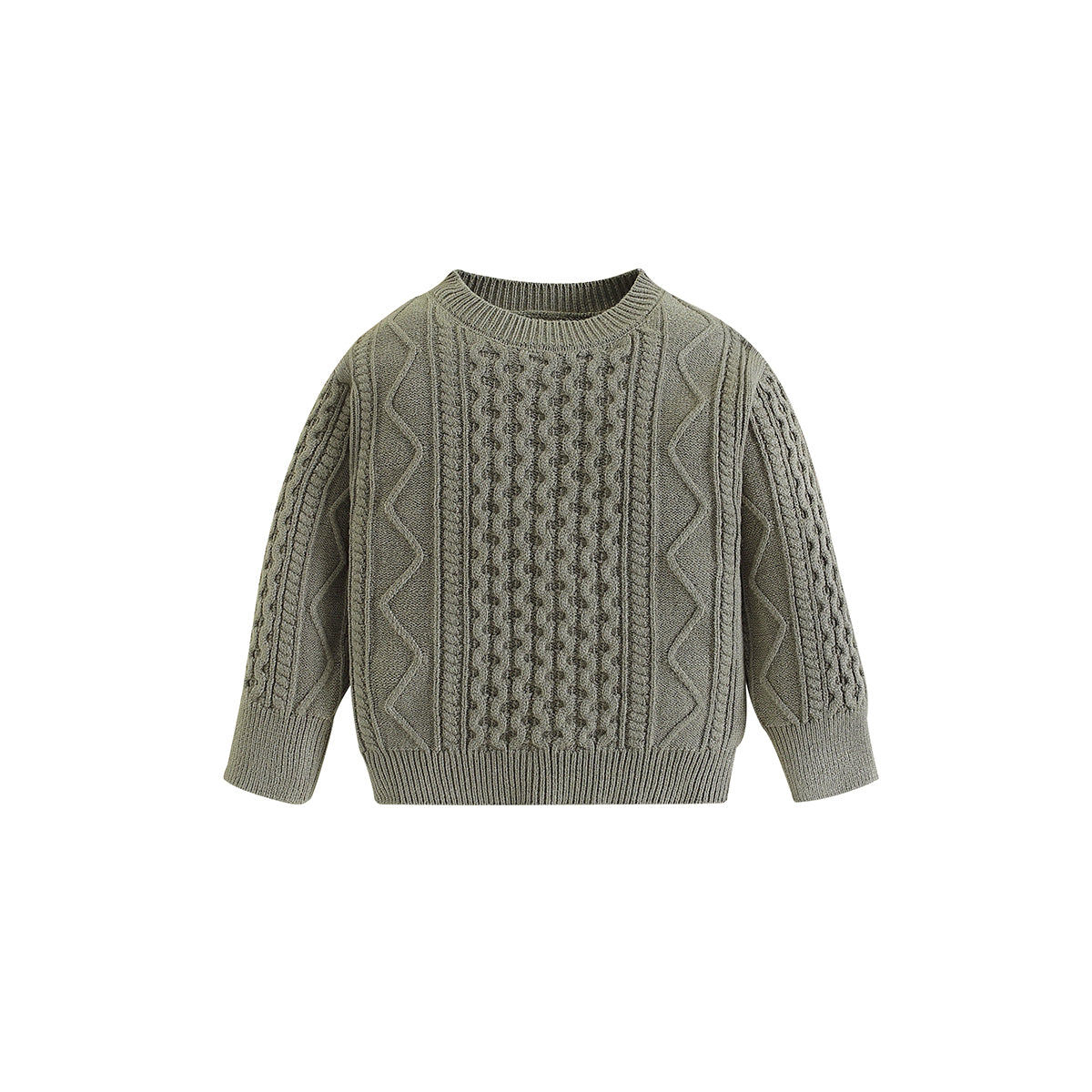 Boys Green Self Design Pullover Cotton Sweater