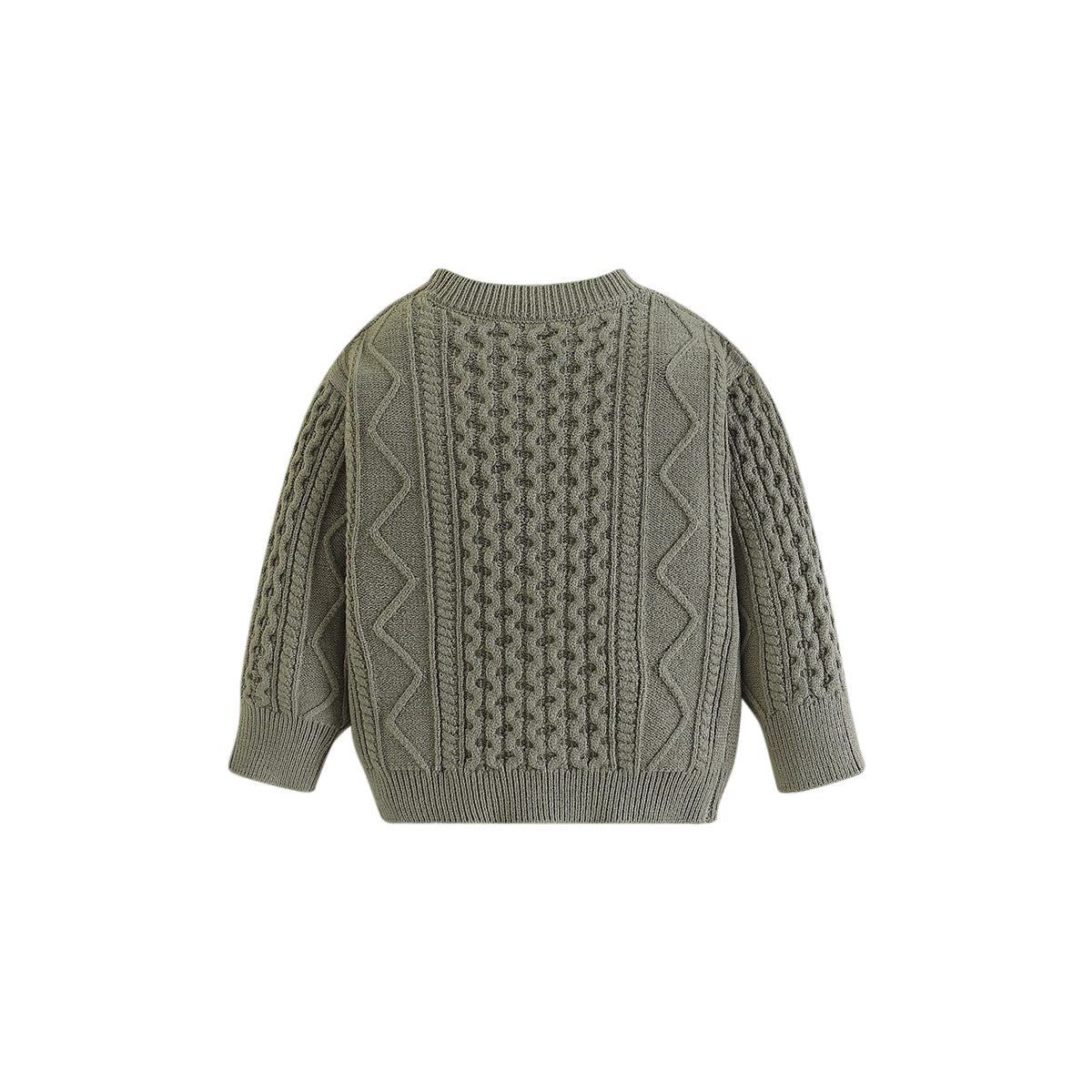 Boys Green Self Design Pullover Cotton Sweater