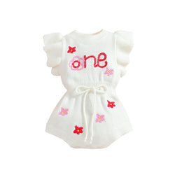 White Infant Girls Floral Printed Cotton Tie Up Bodysuit