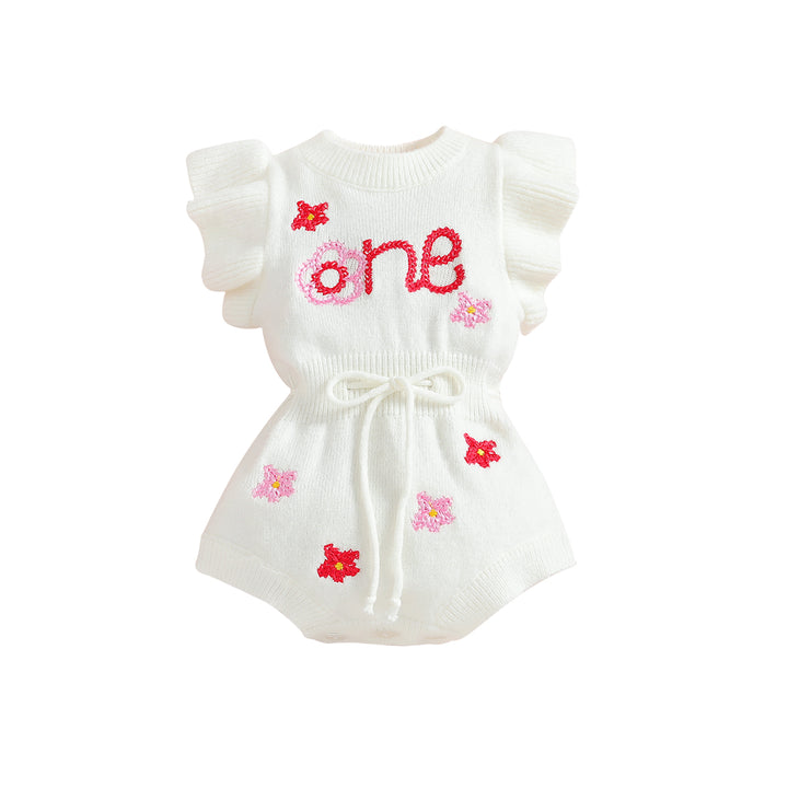 White Infant Girls Floral Printed Cotton Tie Up Bodysuit