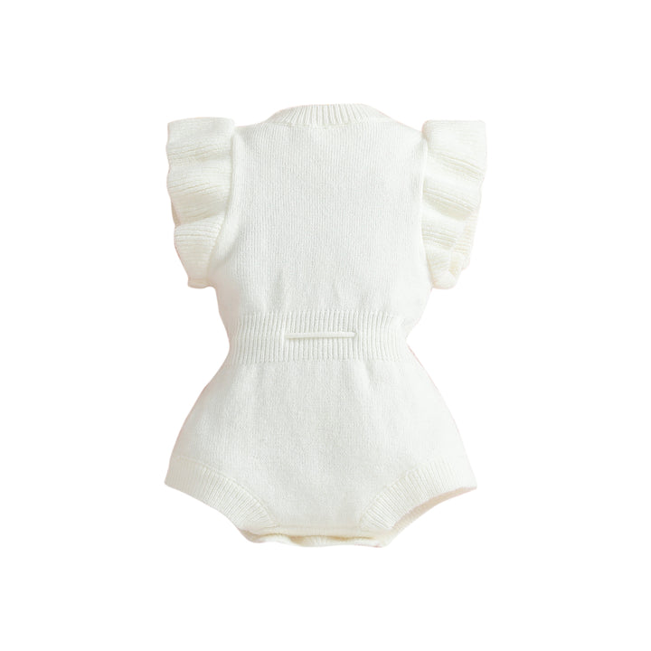 White Infant Girls Floral Printed Cotton Tie Up Bodysuit