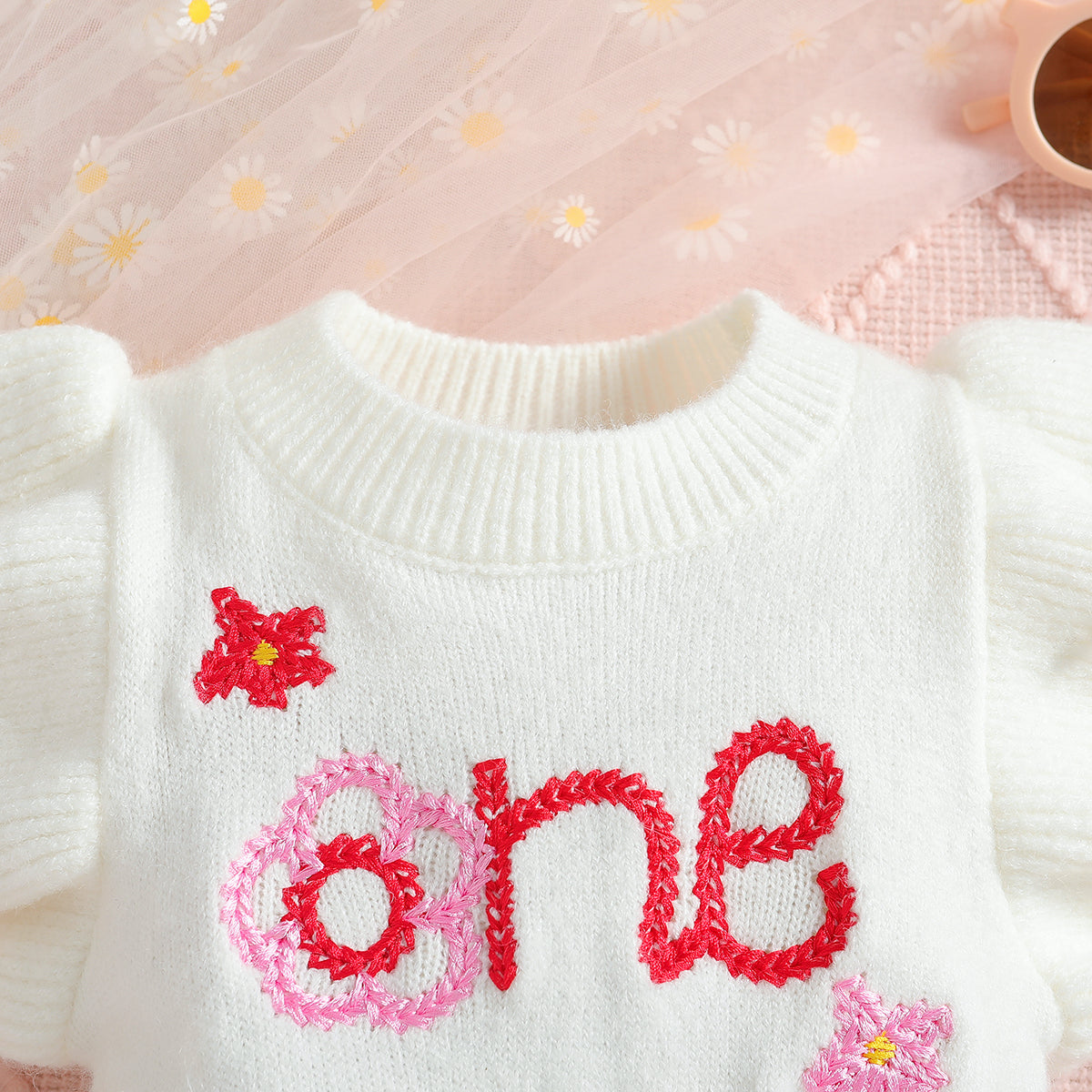 White Infant Girls Floral Printed Cotton Tie Up Bodysuit