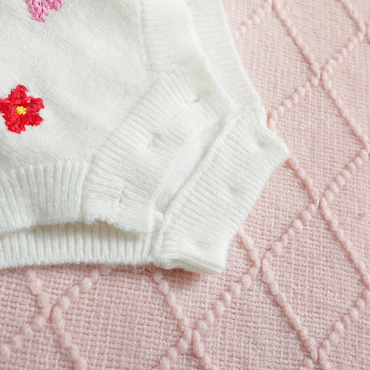 White Infant Girls Floral Printed Cotton Tie Up Bodysuit