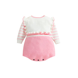 Infant Girls White Self Design Cotton Bodysuit