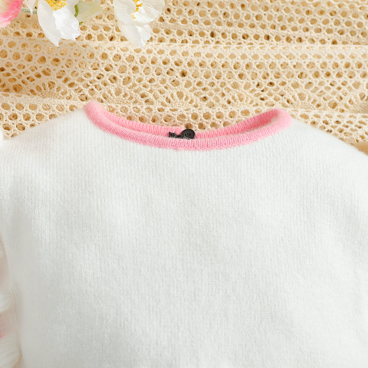 Infant Girls White Self Design Cotton Bodysuit