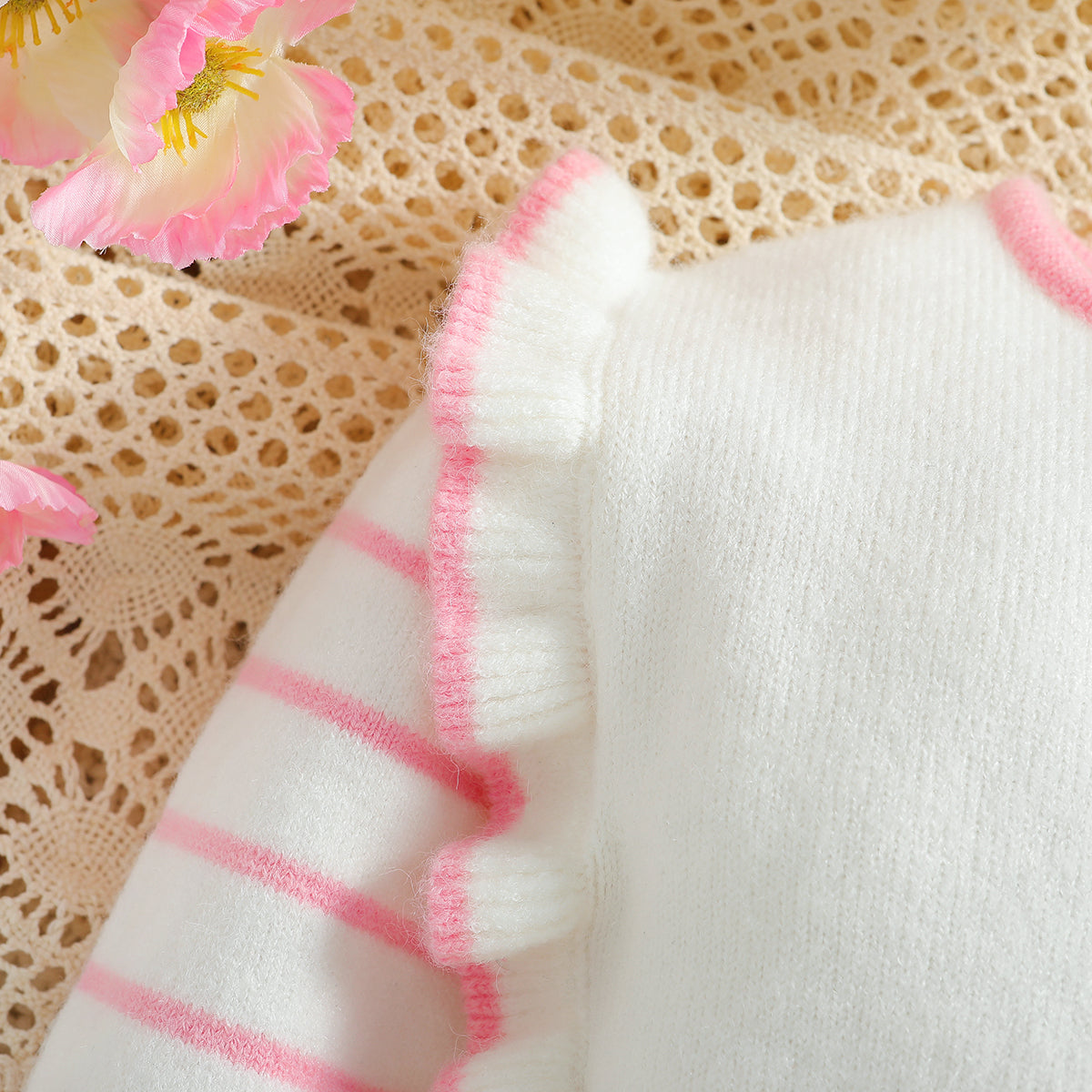 Infant Girls White Self Design Cotton Bodysuit